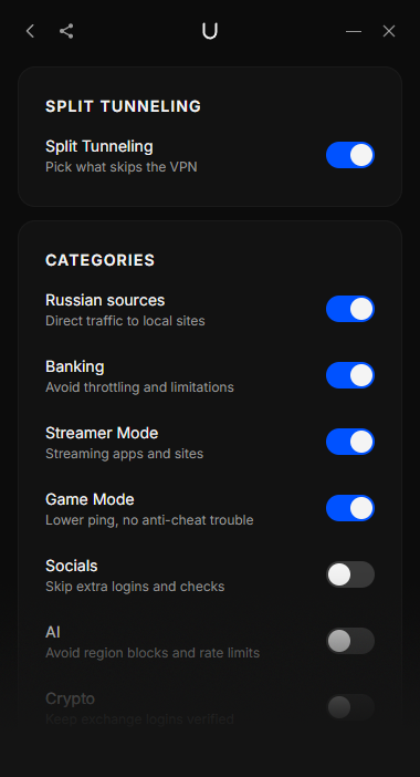 Choose what skips the VPN.